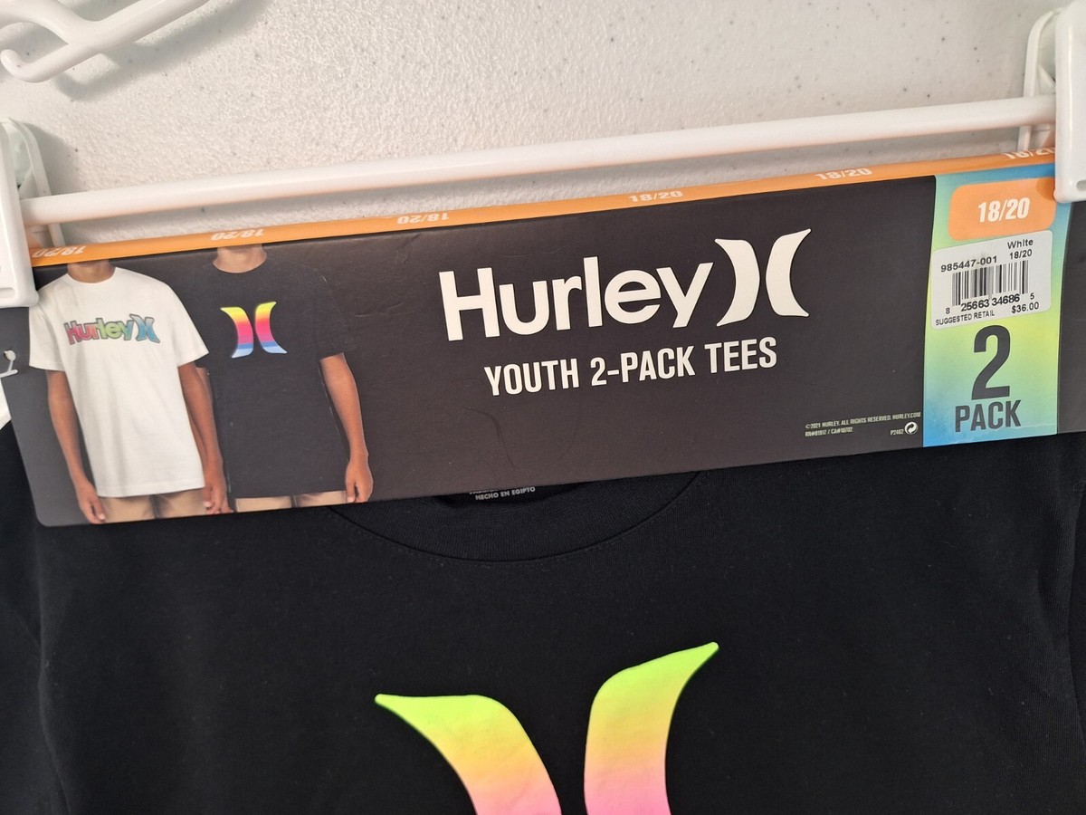 Hurley Boy's Youth sz 18/20 2-Pack Short Sleeve Tee Shirts White