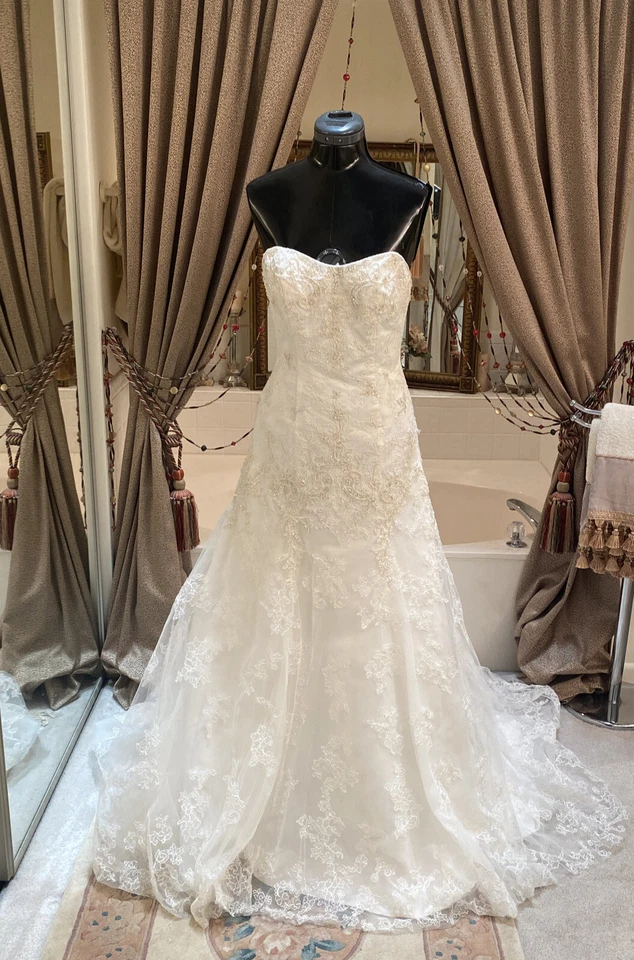 Casablanca Bridal 1827 Strapless Tulle Bridal Gown Ivory Sz 10 Beaded lace - Image 3 of 4