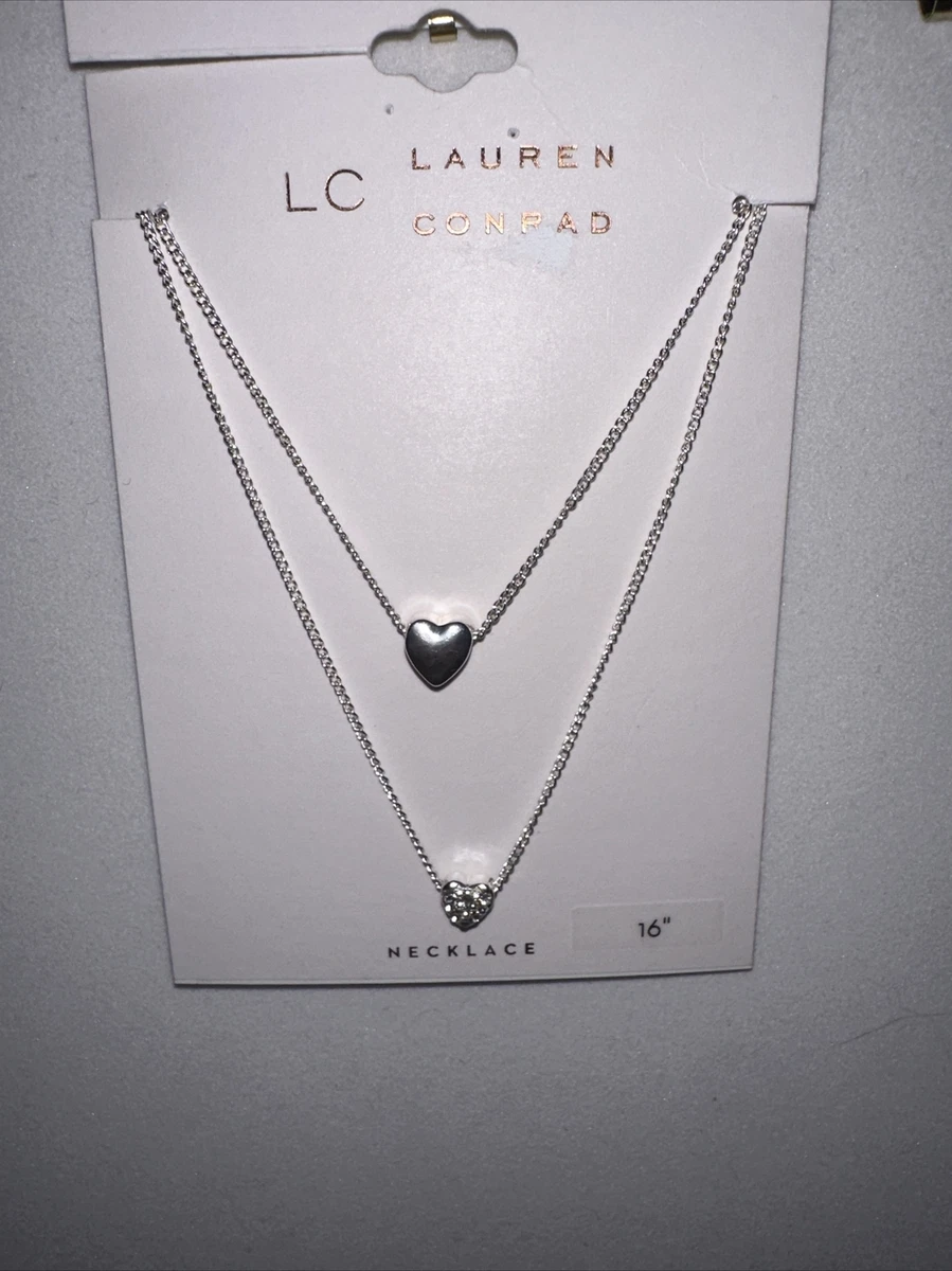 Lauren Conrad silver toned layered heart necklace