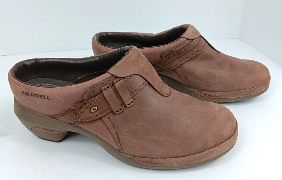 Zuecos Merrell Luxe de cuero marrón envejecido talla 10 Foto 3 de 4