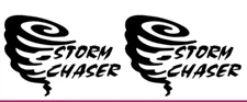 Storm Chaser Tornado Hurricane Two Black Vinyl Decals Car Truck Van Bumper Door