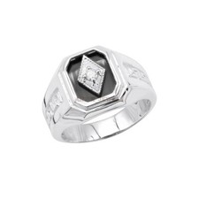 Natural Black Onyx Gemstone with 925 Sterling Silver Ring for Men's 1183