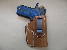 Colt 1911 Commander 4.25" IWB Leather In The Waistband Conceal Carry Holster TAN