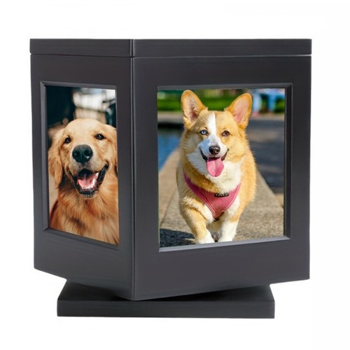Rotating Dog Funeral Casket Urns Box Cats Memorial Box for Pet Loss Home Decors - Picture 7 of 8