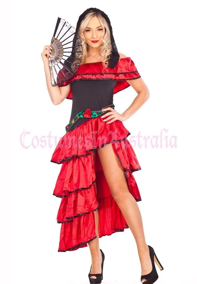 Disfraz de Bailarina Flamenca Española Mexicana Latina Lata Salón Baile Vestido Elegante Foto 2 de 4
