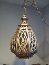  Mid Century Hanging  Orb Swag Lamp metal fiberglass diffuser