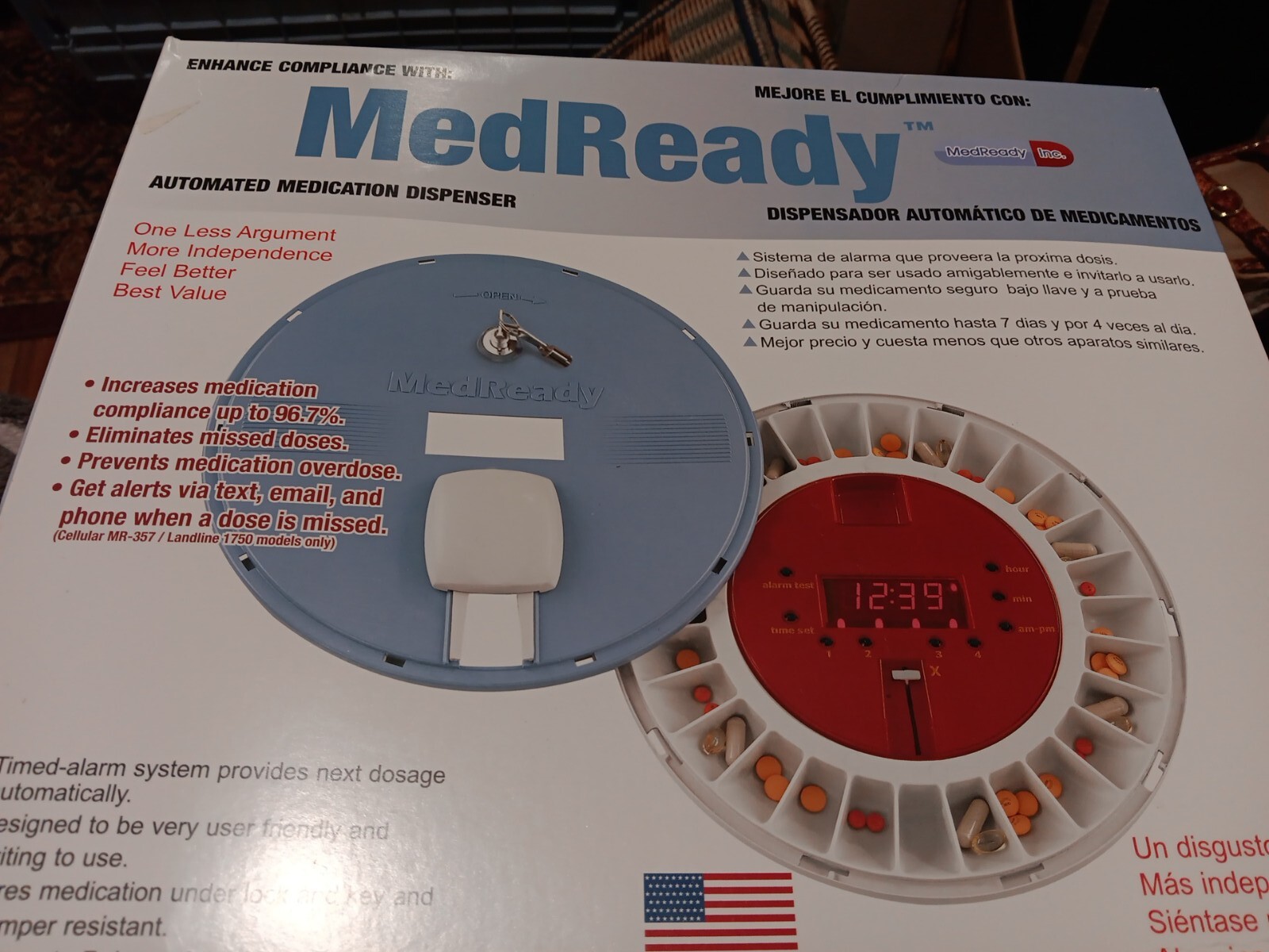 MedReady 1700 Automated Medication Pill Dispenser With Keys, Locking