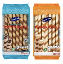 2 Pack Tower Gate Wafer Rolls 280g Chocolate & Vanilla Crispy Wafer Biscuits