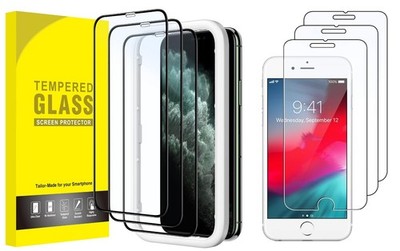 3-Pack Clear / Black Tempered Glass Screen Protector For iPhone 7 Plus 8 Plus