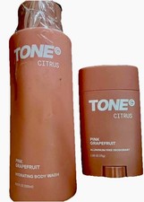 TONE Citrus Pink Grapefruit Hydrating Gel Body Wash 16.9 fl oz and Deodorant Set
