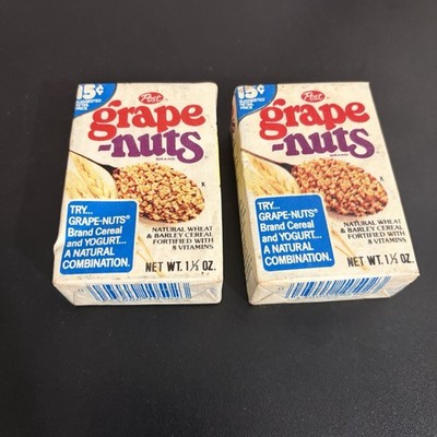 Lot Of 2 Vintage Post Grape-nuts Sealed Samples 1980 1.5 Oz T2