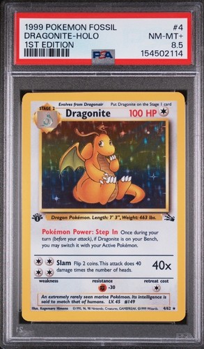 Dragonite (1st Edition) graded PSA 8.5 for sale on eBay
