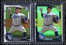 2016 Bowman Chrome Prospects Jaime Schultz lot x 2 Black & Gold Refractor + Base