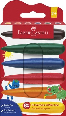 FABER-CASTELL 120409 Wax Crayons from 3 Years, Finger Crayons, 6 Colourful Chalk