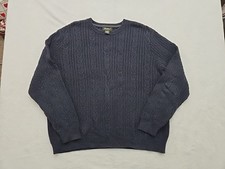Eddie Bauer Vtg 90s Fisherman Cable Knit Sweater Mens Sz XL Navy Grandpacore