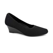 Vivaia Margot Wedge Pro Black Knit Square Toe Heels Womens EU 38.5 US 7.5