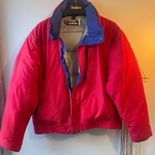 Vintage LL Bean Down Jacket Mens Large Red Nylon Puffer Ski Coat Made USA 80s/90