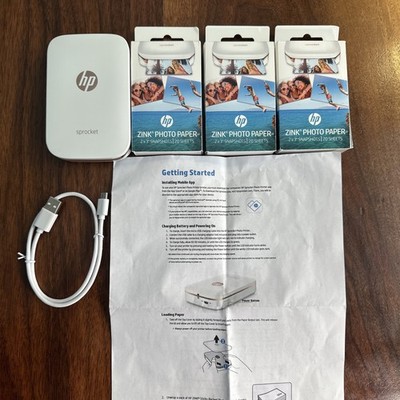  HP Sprocket Mini Bluetooth Photo Printer Model SNPRH-1603 + 60 Photo Sheets!
