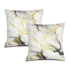 Gray and White Gold Marble Throw Pillows Covers 18"x18" Set of 2, Black Gold ...