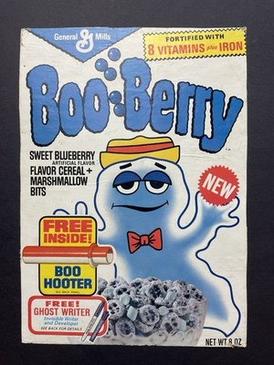 1970 s BOO BERRY Cereal Box Front Panel NEW Monster Cereal Boo Hooter Offer