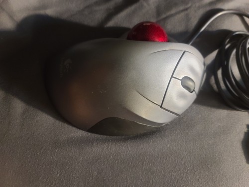 Logitech TrackMan Wheel Mouse USB Optical Trackball Mouse Silver Used Tested - Picture 3 of 8