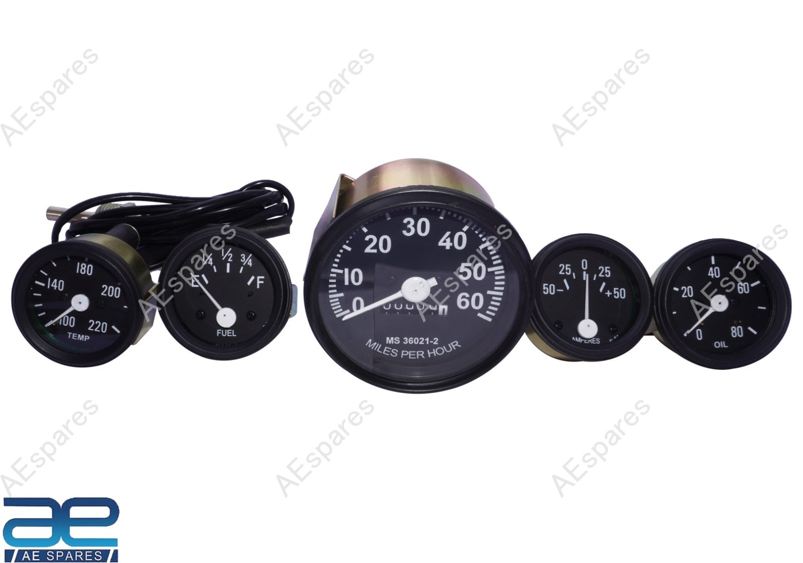 FüR Willys Jeeps Ford Gpw MessgeräTe Set Tachometer Temp-Oil Fuel Ampere Black @-image