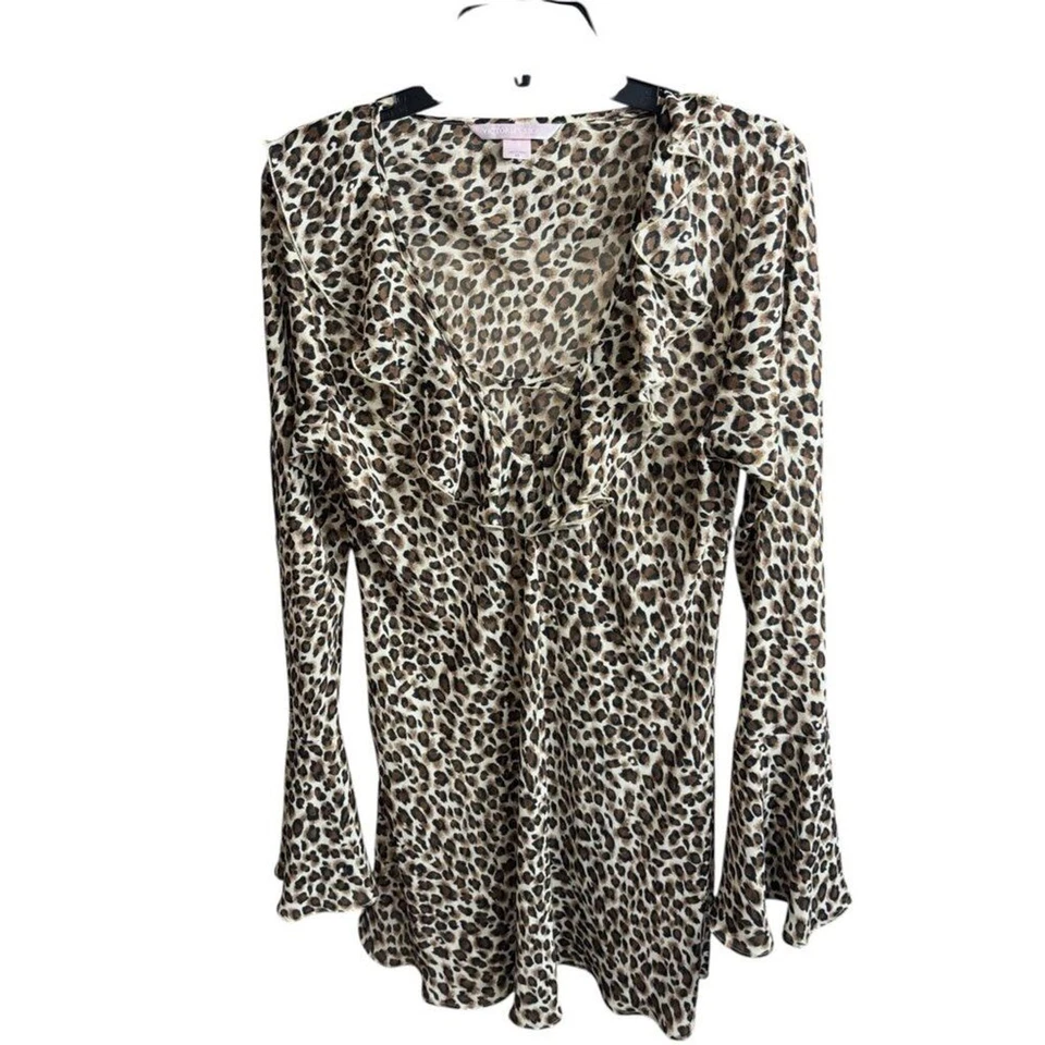 Victoria's Secret Sheer Leopard Dress Bell Sleeve Cover Up Size Medium