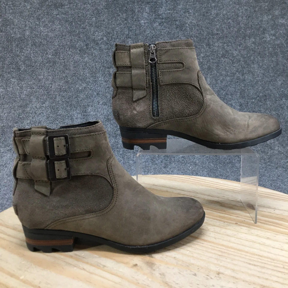 Sorel Botas Mujer 8.5 Taupe Lolla Botines Cuero Hebilla Cremallera NL3080-245 Foto 2 de 4