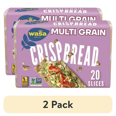 (2 pack) Wasa Multi Grain Crispbread, Multigrain Crackers, Fat Free, 9.7 oz