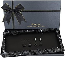 Bling Rhinestone License Plate Frame Black