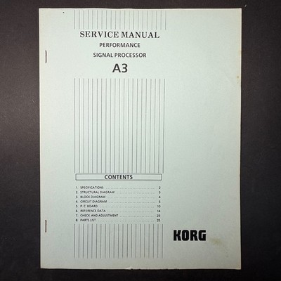 VINTAGE KORG A3 PERFORMANCE SIGNAL PROCESSOR SERVICE MANUAL
