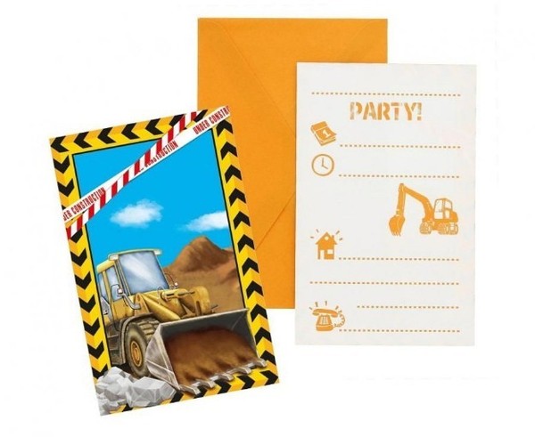 Einladungskarten Kindergeburtstag Baustelle Baufahrzeuge 6 StüCk Party-image
