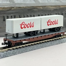 Atlas N Scale Undecorated Piggyback Flat Car with Custom Coors Beer Trailers