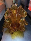 10" Fenton Glass Amber Hobnail Epergne