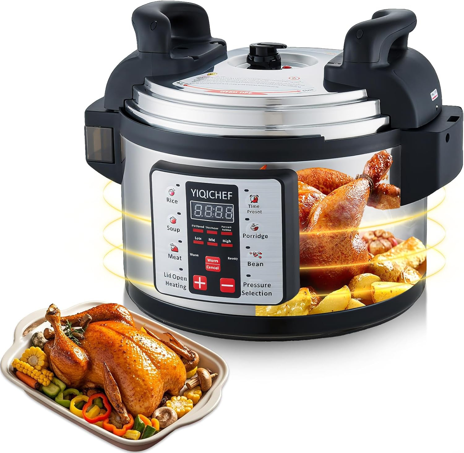 15.8Qt Commercial Large Electrical Pressure Cooker, 8-In-1 M