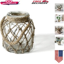 Unique 6.5 Inch Nautical Glass Vase with Rope Handle for Elegant Home D cor