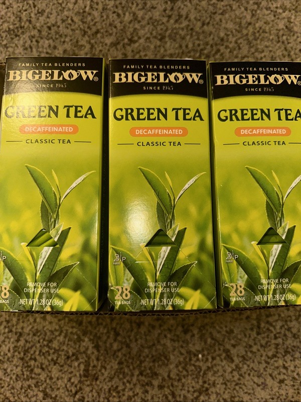 Lot of 6 Boxes BIGELOW GREEN TEA DECAFFEINATED Total of 168 Bags. NEW Exp 12/27