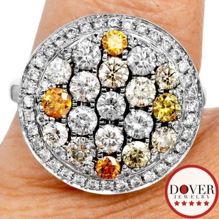 Estate 1.59ct Diamond 14K Gold Pave Round Halo Cocktail Ring 4.6 Gr NR