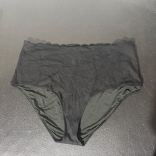 Aerie High Waisted Full Coverage Black Bikini Bottom Waffle Scalloped XXL