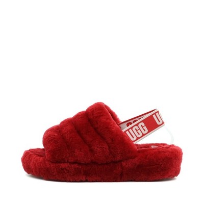 UGG Damen Fluff Yeah Diashow Hausschuhe Rot Komfort-Fußbett Pantoletten EU 38