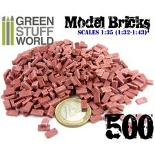 Green Stuff World GSW Miniature Model Bricks - Ceramic Red x500 - Scenery Dioram