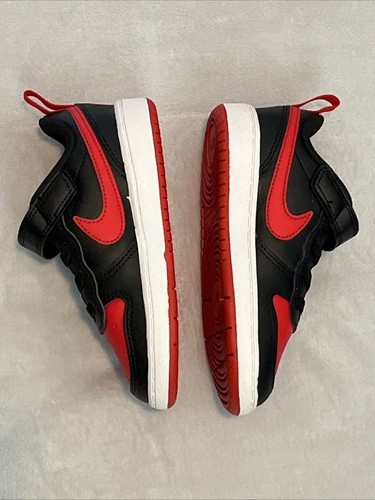 Nike Toddler's Court Borough Low 2 Slip On Sneakers Black Red Size 9 NEW IN BOX! - Picture 4 of 8