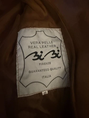 Italian Leather Men’s Vera Pelle Firenze Leather Jacket Brown HTF Size 46 image 4
