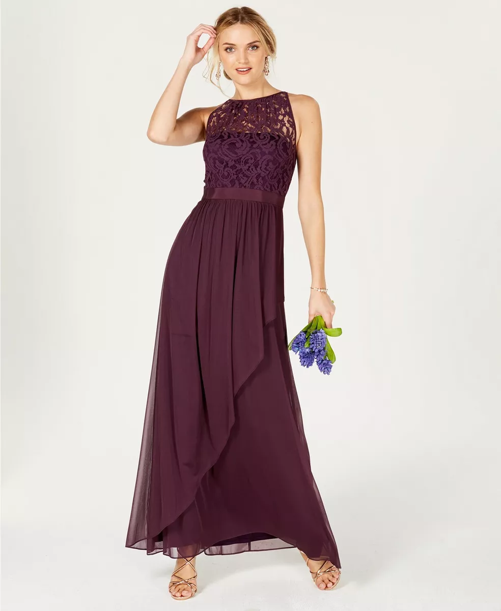 Adrianna papell lace clearance illusion halter gown