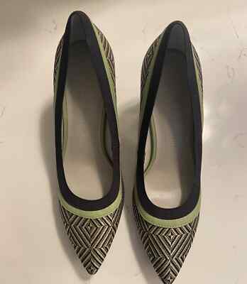 Lori Goldstein Li-Yarden Lemon Chevron Raffia Heels