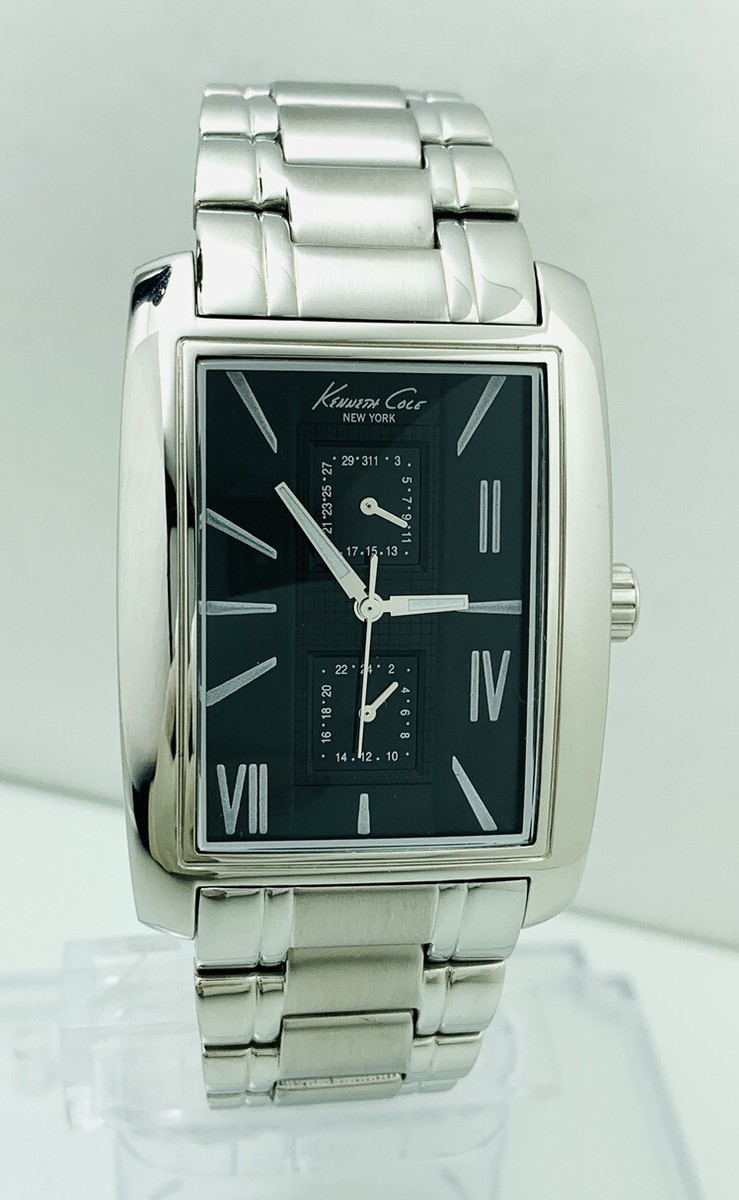 Kenneth Cole New KC3857 Curve Glass Men's Multifunction Stainless