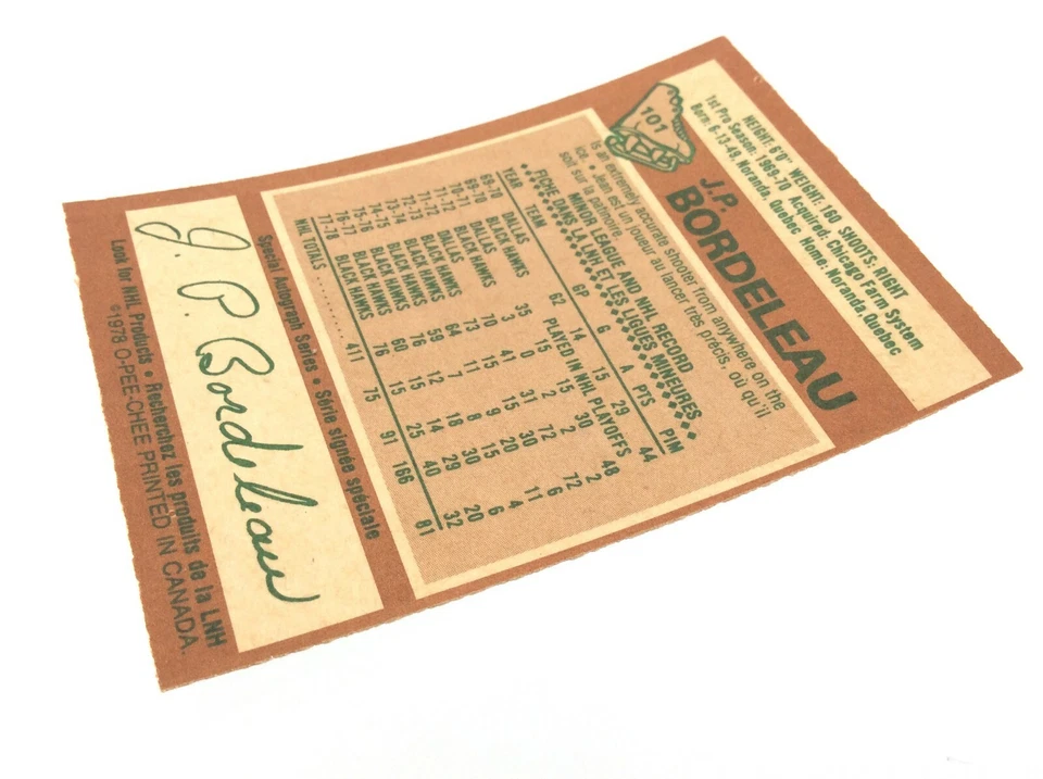 1978 J.P. Bordeleau 101 OPC Chicago Black Hawks O-Pee-Chee Hockey Card 0105M - Image 3 of 4