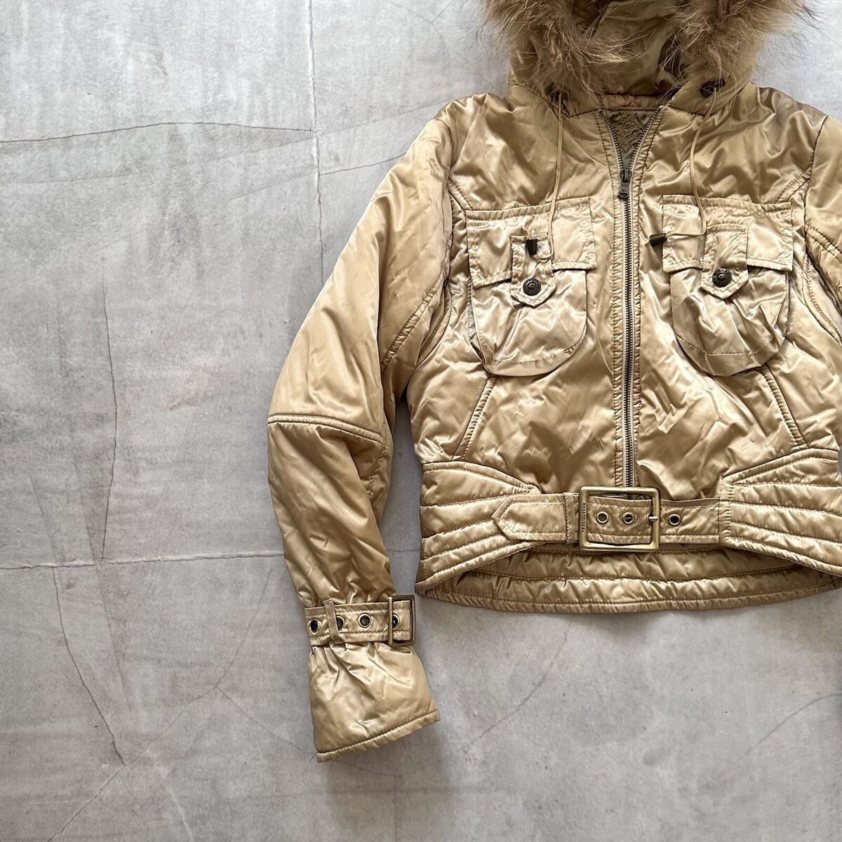 Strap Jacket LGB If Six Was Nine Style Faux Fur Zip Hood Strap Jacket LGB If Six Was Nine Style Faux Fur Zip Hood