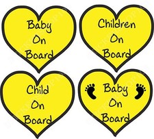 BABY ON BOARD CHILD CHILDREN FOOTPRINT HEARTS SAFETY STICKER CAR VEHICLE SIGNS