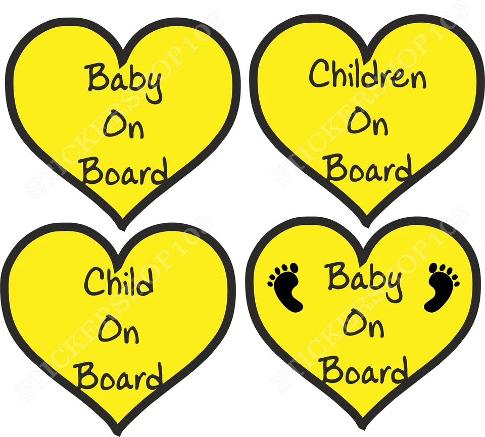 STICKERSHOP103 BABY AN BORD KIND KINDER FUSSABDRUCK HERZEN SICHERHEIT AUFKLEBER AUTO FAHRZEUG SCHILDER